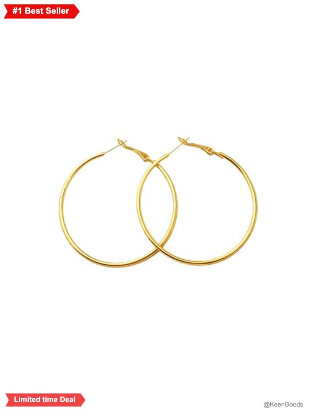 18K Gold Plated Surgical Steel Hoop Earrings Hypoallergenic Tarnish Resistant